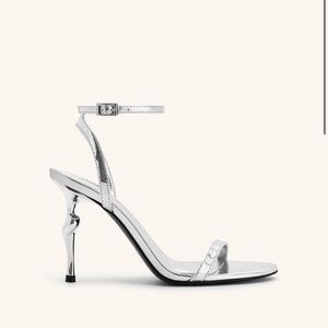 JW PEI Metallic Silver Heels with Sculpted Design